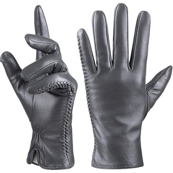 sachin and babi light blue dress Leather winter Men's Dress Gloves Soft Thermal Lined Dressing Black main image 0
